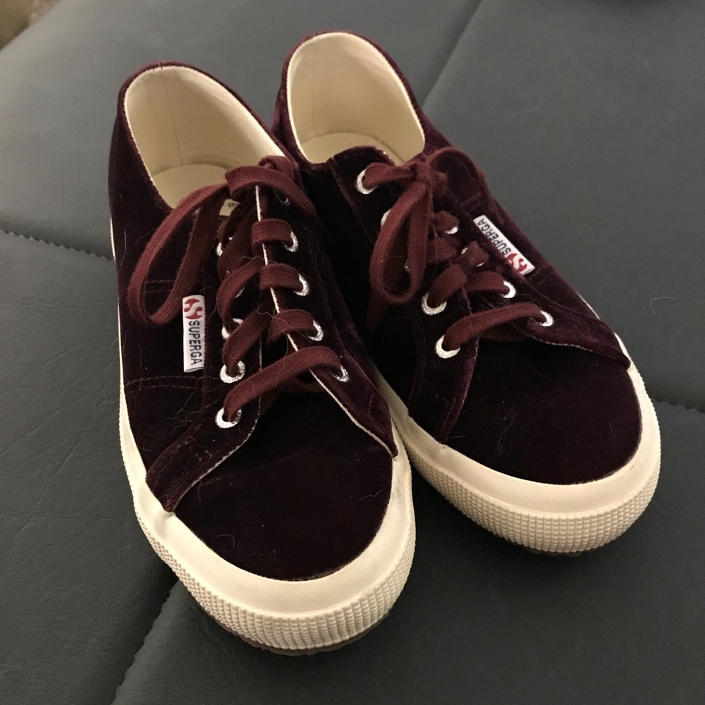 Superga maroon velvet sneakers